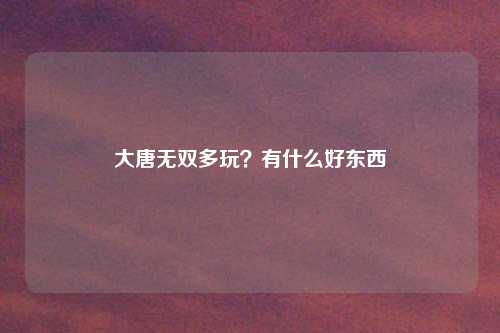 大唐无双多玩？有什么好东西