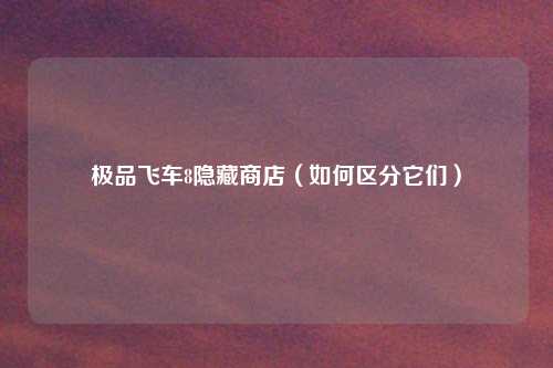 极品飞车8隐藏商店（如何区分它们）