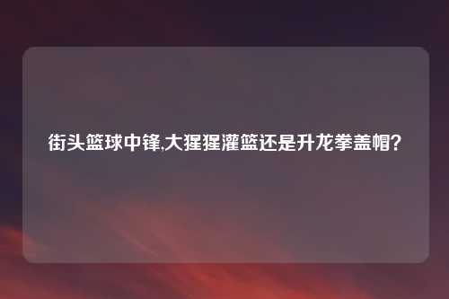 街头篮球中锋,大猩猩灌篮还是升龙拳盖帽?