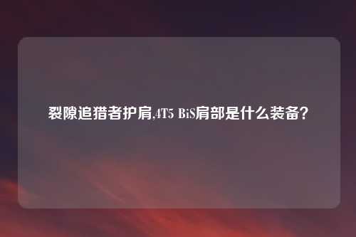 裂隙追猎者护肩,4T5 BiS肩部是什么装备?