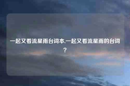 一起又看流星雨台词本,一起又看流星雨的台词？