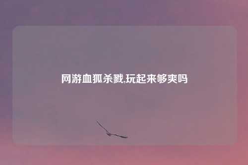 网游血狐杀戮,玩起来够爽吗