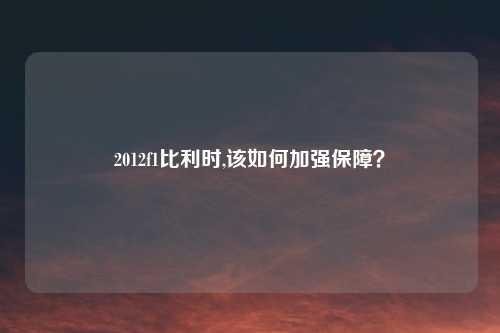 2012f1比利时,该如何加强保障？