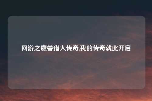 网游之魔兽猎人传奇,我的传奇就此开启