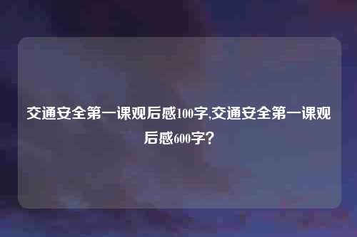 交通安全第一课观后感100字,交通安全第一课观后感600字?