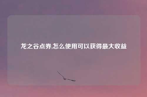 龙之谷点券,怎么使用可以获得最大收益