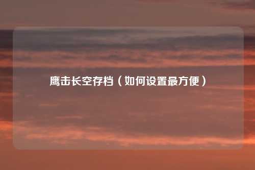 鹰击长空存档（如何设置最方便）