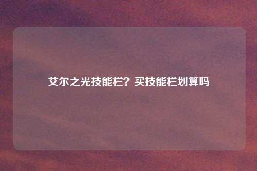 艾尔之光技能栏？买技能栏划算吗