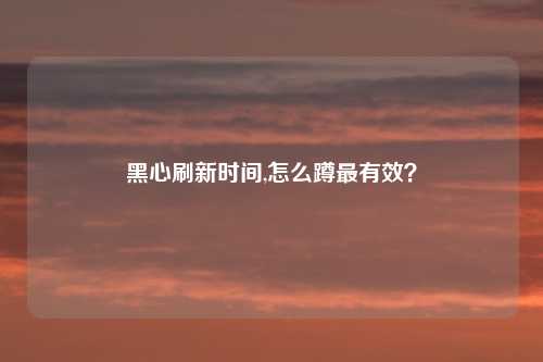 黑心刷新时间,怎么蹲最有效？