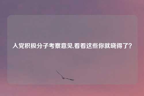 入党积极分子考察意见,看看这些你就晓得了？