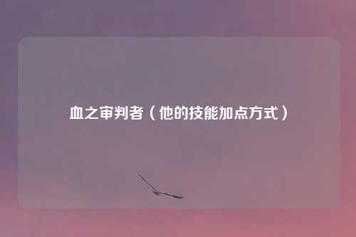 血之审判者(他的技能加点方式)