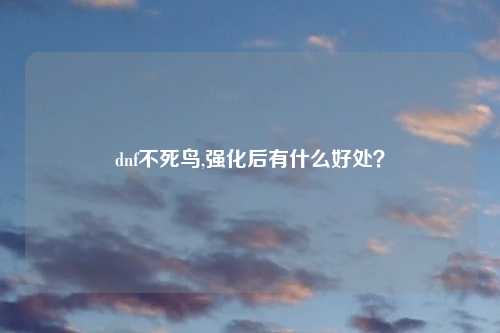 dnf不死鸟,强化后有什么好处？