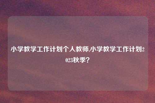 小学教学工作计划个人教师,小学教学工作计划2023秋季?