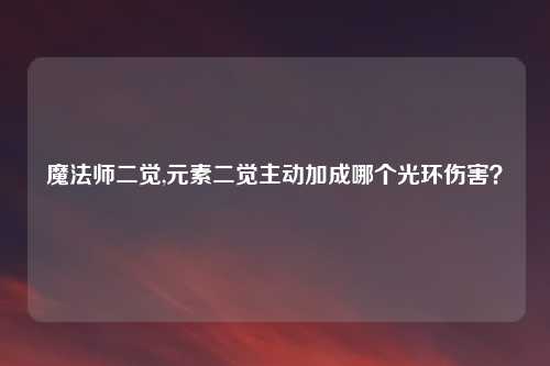 魔法师二觉,元素二觉主动加成哪个光环伤害？