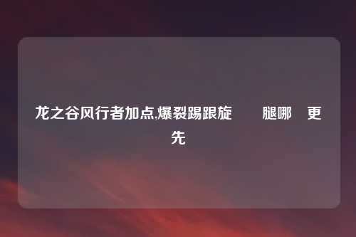 龙之谷风行者加点,爆裂踢跟旋風飛腿哪個更優先