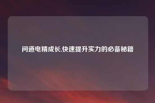 问道电精成长,快速提升实力的必备秘籍