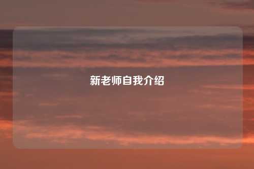 新老师自我介绍