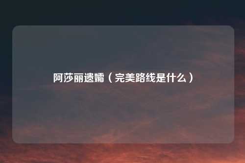 阿莎丽遗孀（完美路线是什么）