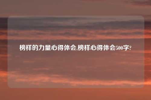榜样的力量心得体会,榜样心得体会500字?