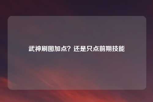 武神刷图加点？还是只点前期技能