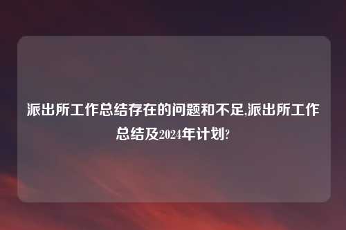 派出所工作总结存在的问题和不足,派出所工作总结及2024年计划?