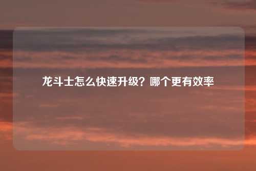 龙斗士怎么快速升级?哪个更有效率