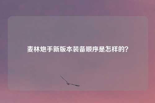 麦林炮手新版本装备顺序是怎样的?