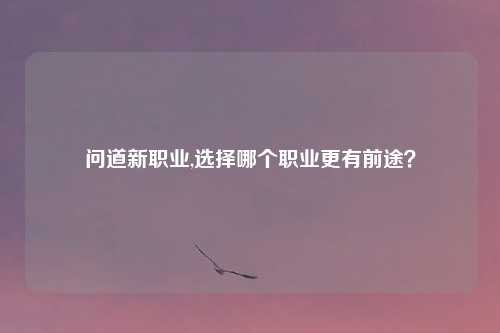 问道新职业,选择哪个职业更有前途?