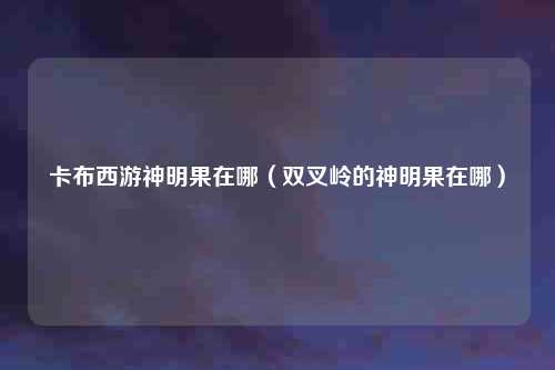 卡布西游神明果在哪（双叉岭的神明果在哪）