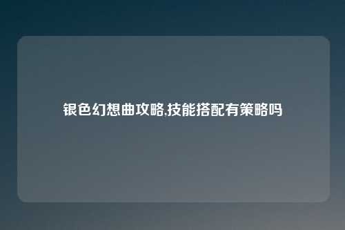 银色幻想曲攻略,技能搭配有策略吗