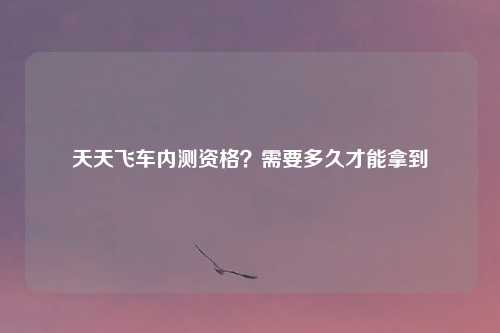 天天飞车内测资格?需要多久才能拿到