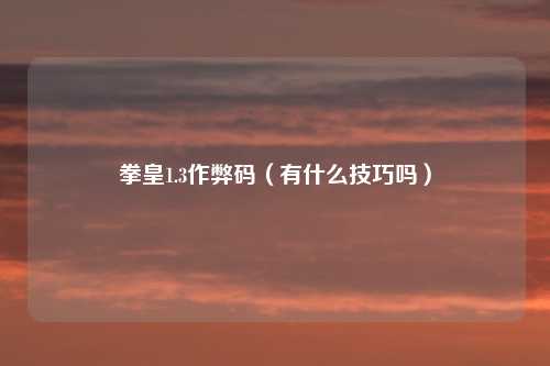 拳皇1.3作弊码（有什么技巧吗）