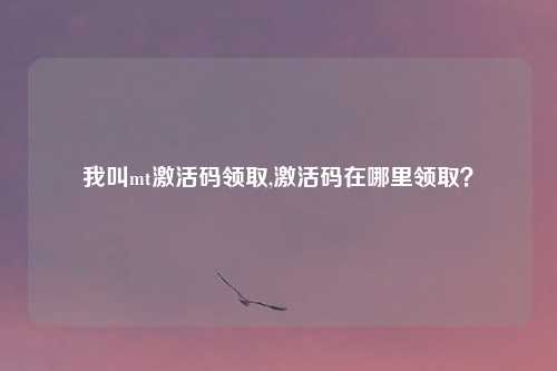 我叫mt激活码领取,激活码在哪里领取?