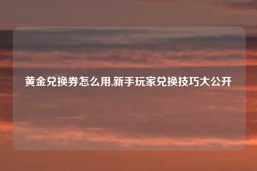 黄金兑换券怎么用,新手玩家兑换技巧大公开