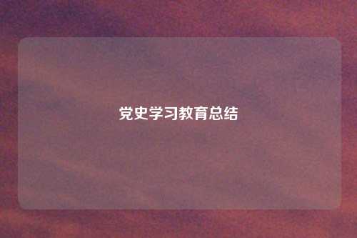 党史学习教育总结