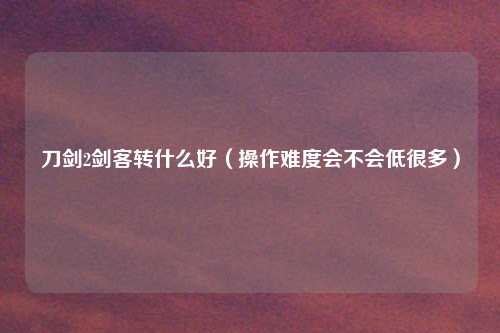 刀剑2剑客转什么好(操作难度会不会低很多)