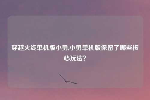 穿越火线单机版小勇,小勇单机版保留了哪些核心玩法？