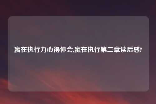 赢在执行力心得体会,赢在执行第二章读后感?