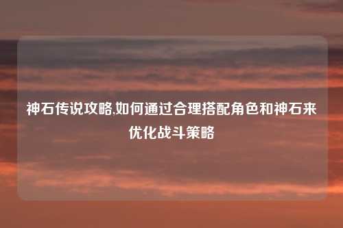 神石传说攻略,如何通过合理搭配角色和神石来优化战斗策略