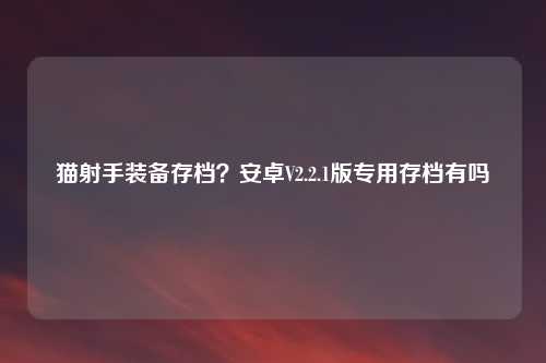 猫射手装备存档?安卓V2.2.1版专用存档有吗