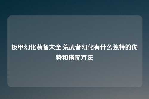 板甲幻化装备大全,荒武者幻化有什么独特的优势和搭配方法