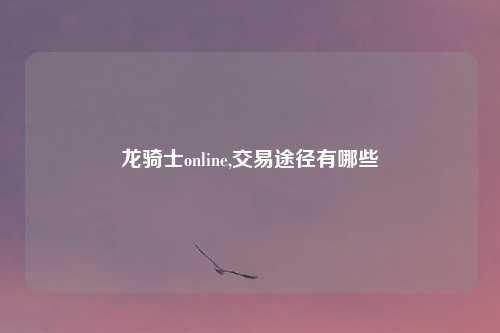 龙骑士online,交易途径有哪些