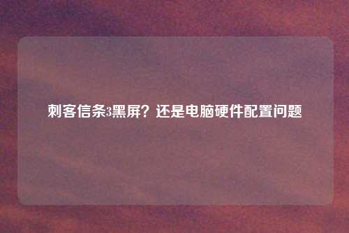 刺客信条3黑屏？还是电脑硬件配置问题
