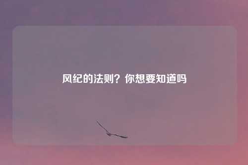 风纪的法则？你想要知道吗