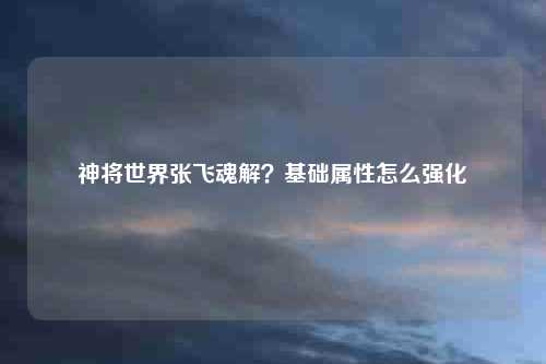神将世界张飞魂解？基础属性怎么强化