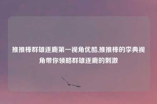 推推棒群雄逐鹿第一视角优酷,推推棒的李典视角带你领略群雄逐鹿的刺激