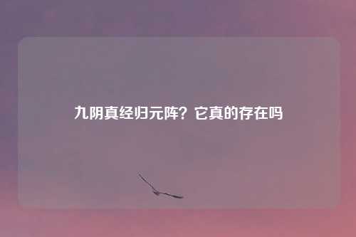 九阴真经归元阵？它真的存在吗