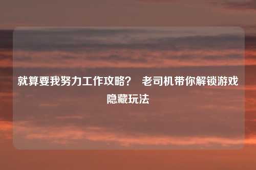 就算要我努力工作攻略? 老司机带你解锁游戏隐藏玩法
