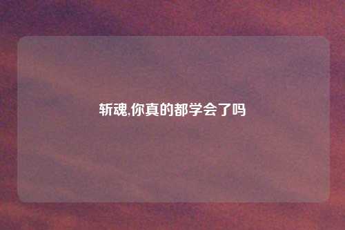 斩魂,你真的都学会了吗