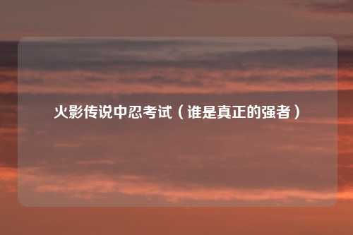 火影传说中忍考试（谁是真正的强者）